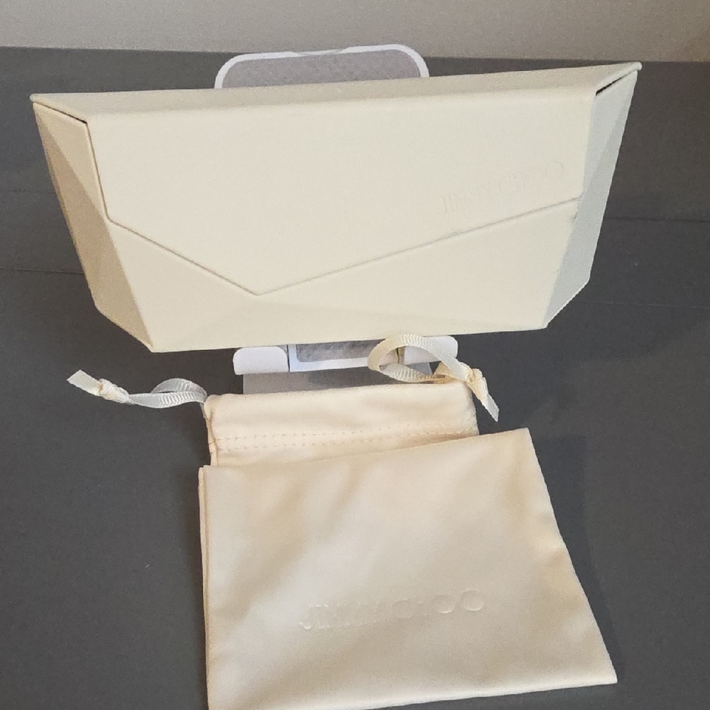 JIMMY CHOO Cream Eyewear Box with Matching Drawstring Pouch